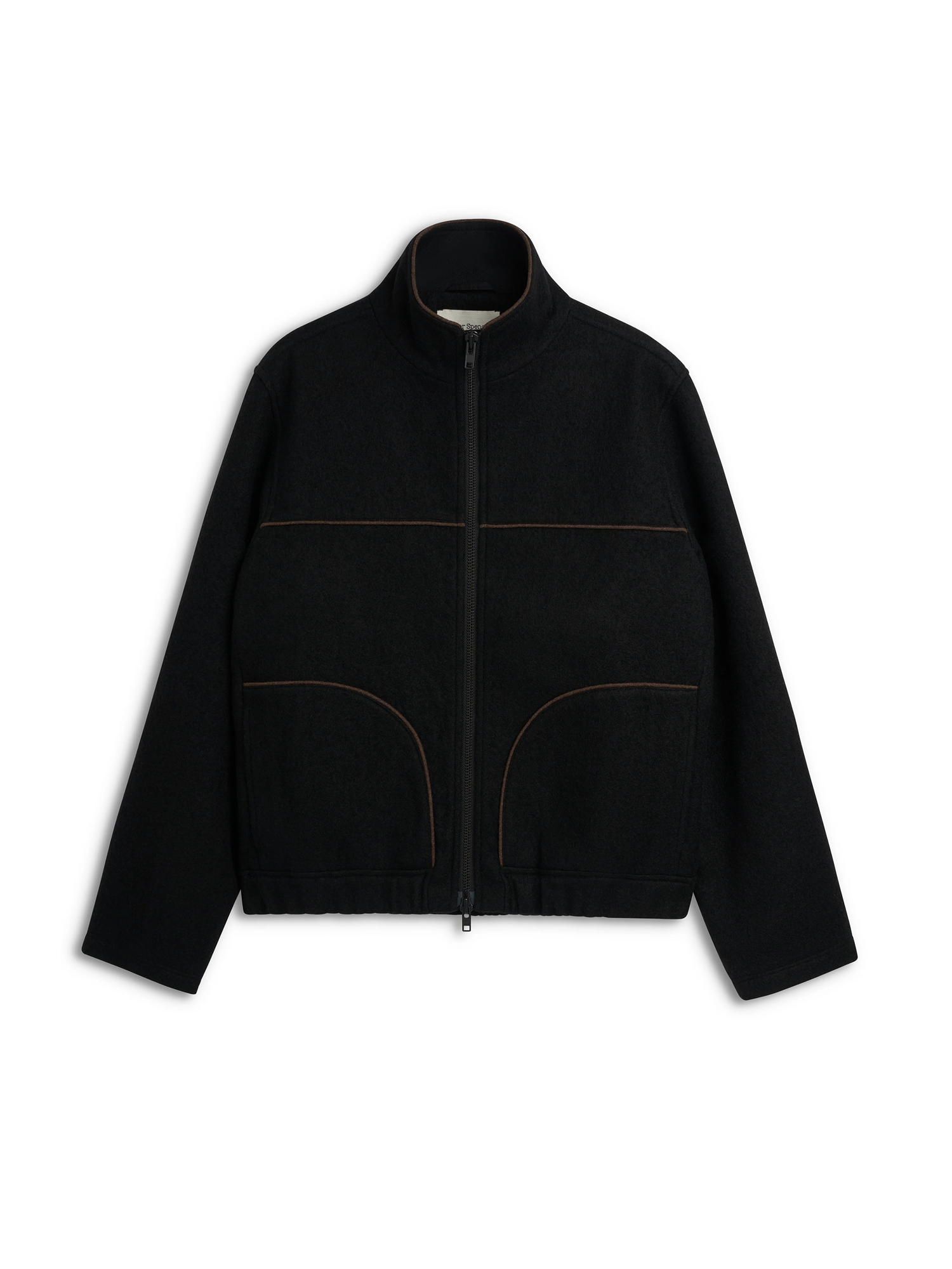 Oliver Spencer Men's Black Zip-Through Wool Jacket Flat Shot