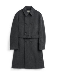 Men's Charcoal Recycled Wool And Mohair Trench Coat Flat Shot