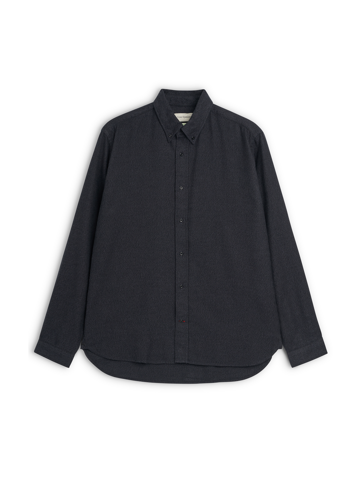 Oliver Spencer Men's Navy Brushed Cotton Button-Down Shirt Flat Shot