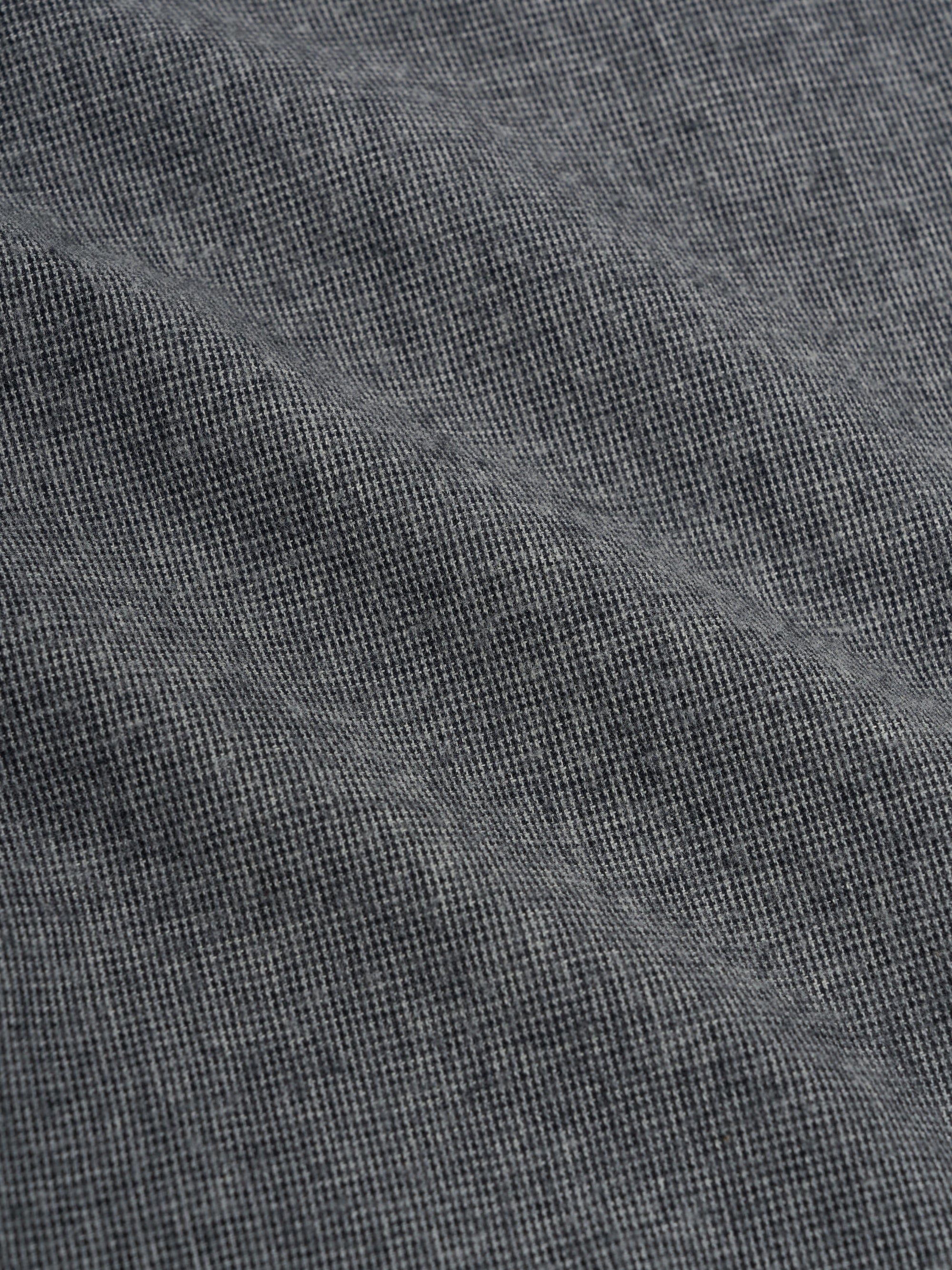 Detailed material shot of Oliver Spencer Men's Grey Brushed Cotton Button-Down Shirt