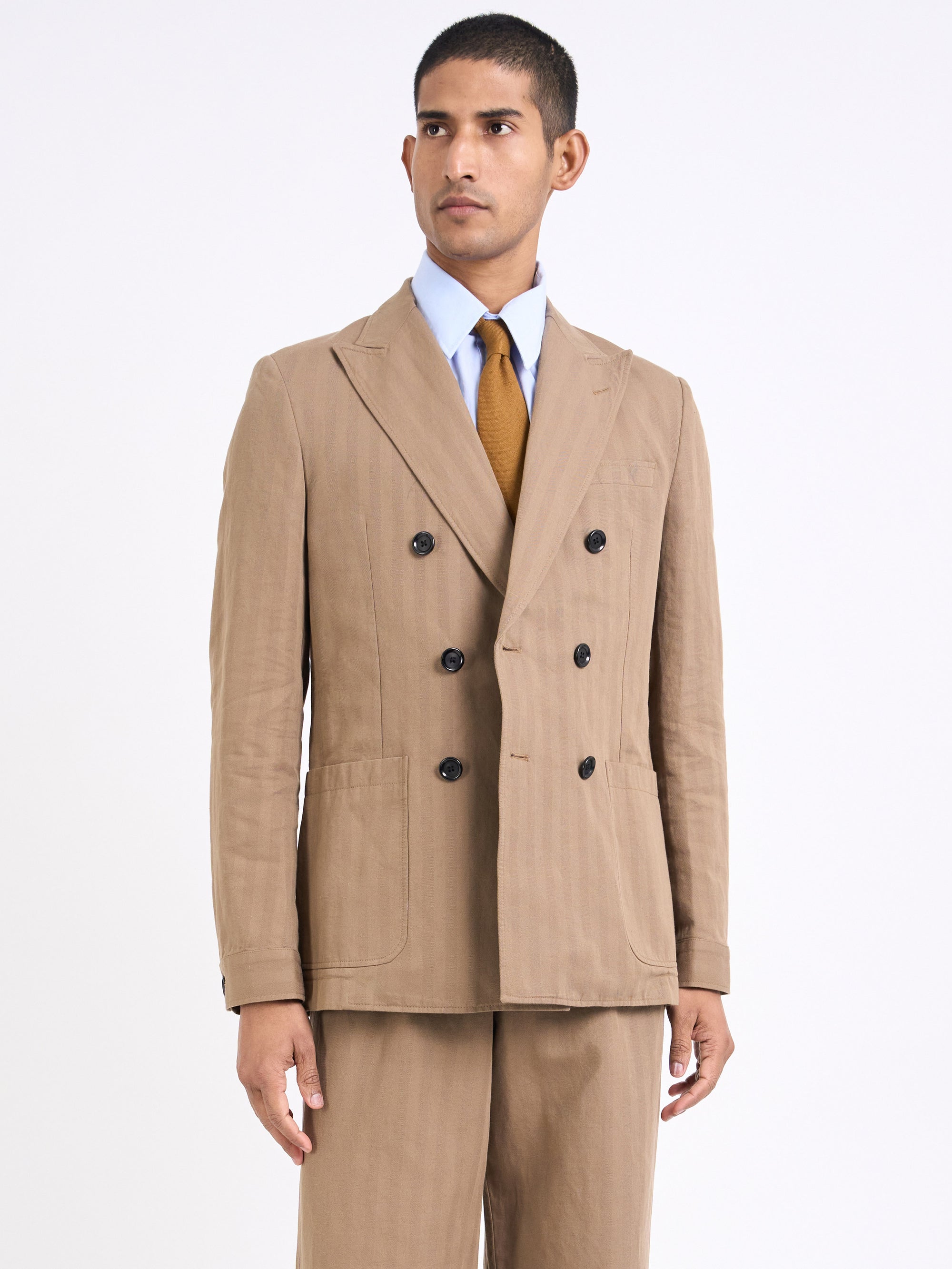 Sadler Beige Double Breasted Suit