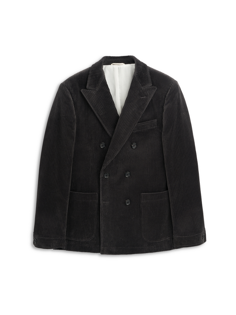 Oliver Spencer Men's Grey Cotton Corduroy Double-Breasted Jacket  Flat Shot
