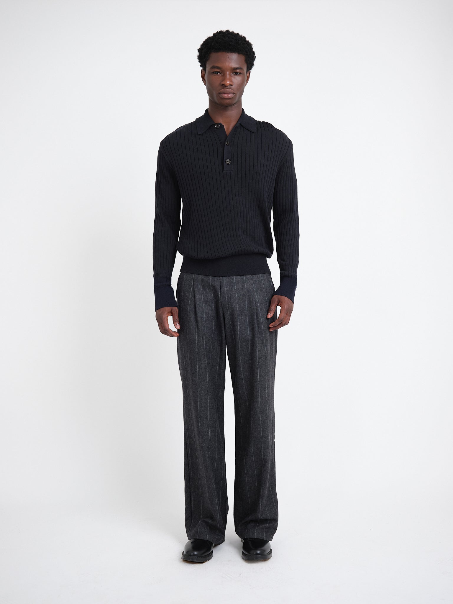 Pablo Knitted Polo Shirt Eversley Navy