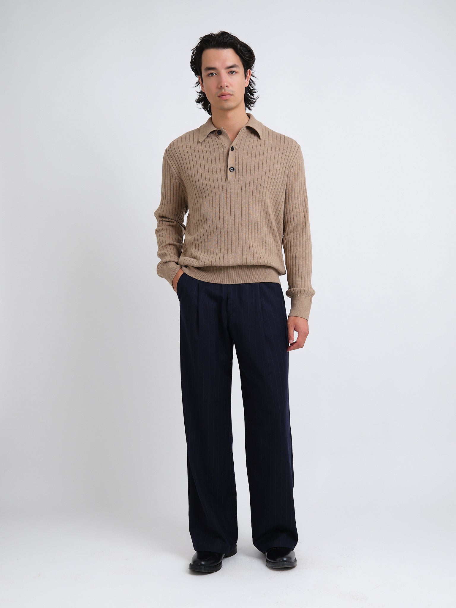 Pablo Knitted Polo Shirt Eversley Sand
