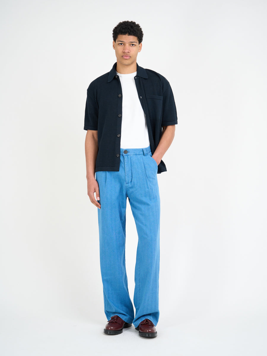 Short Sleeve Mawes Knitted Shirt Nicholson Navy