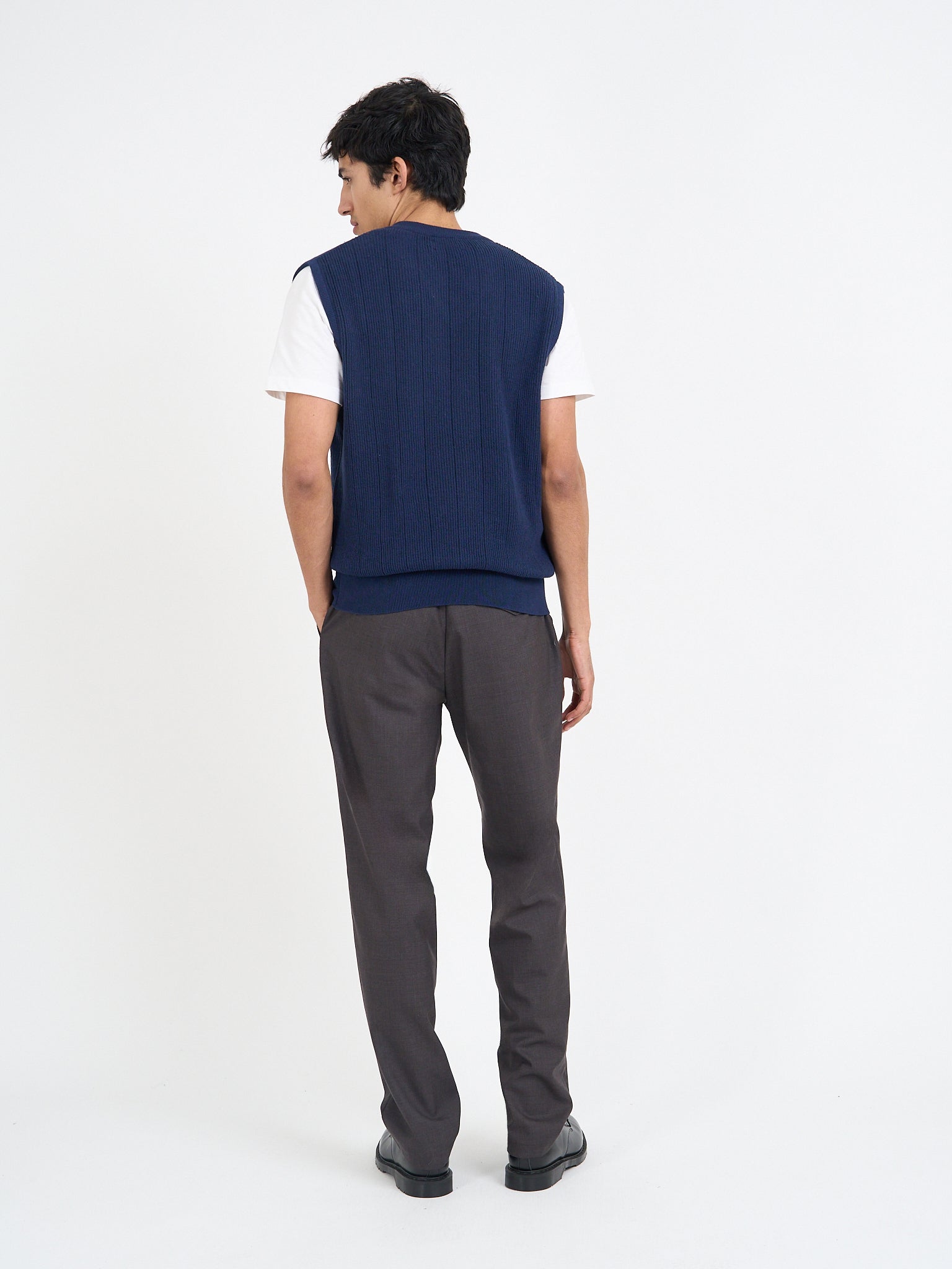 Graves V Neck Vest Overton Navy