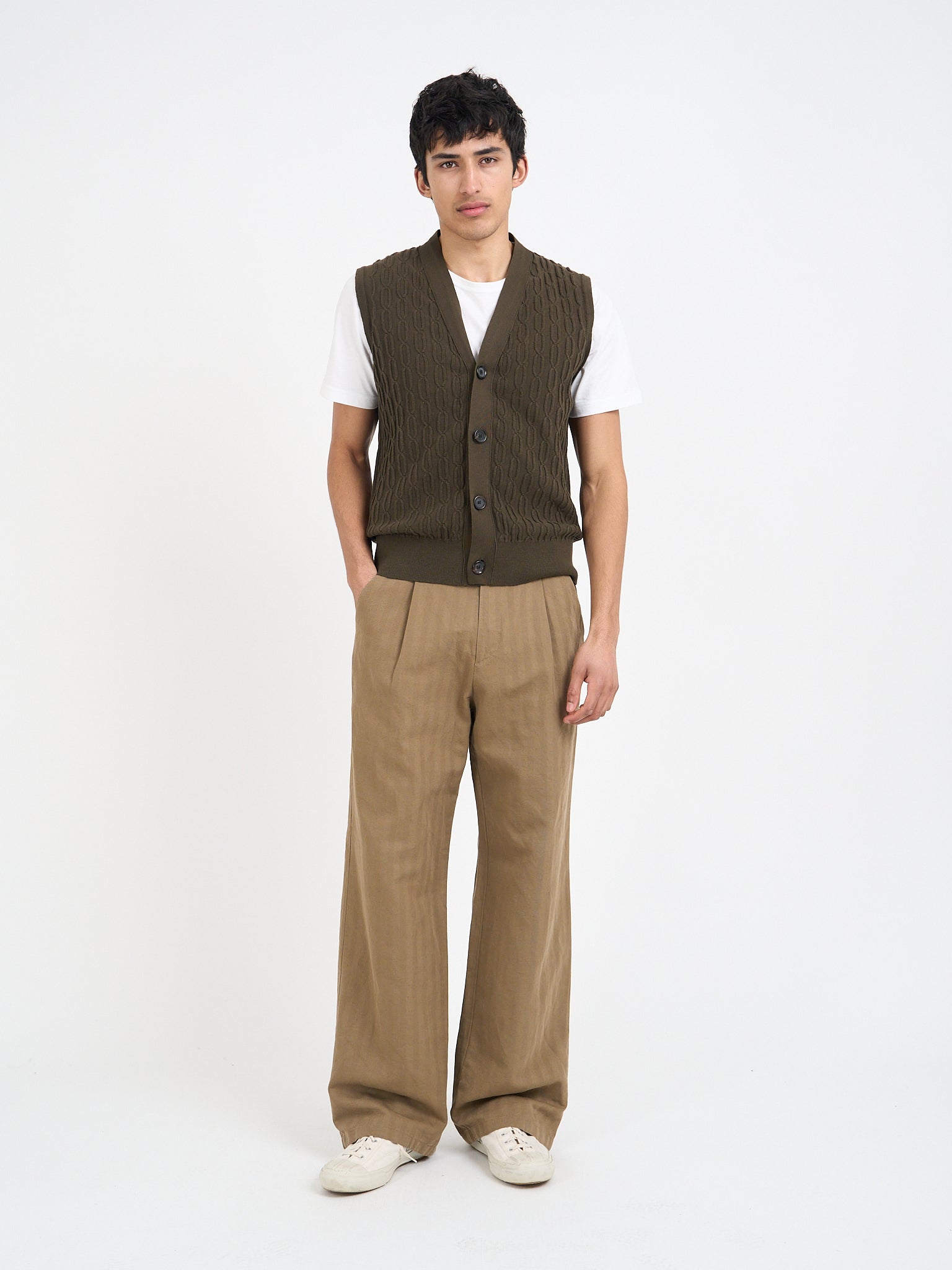 Dewsbury V Neck Penrose Khaki Brown