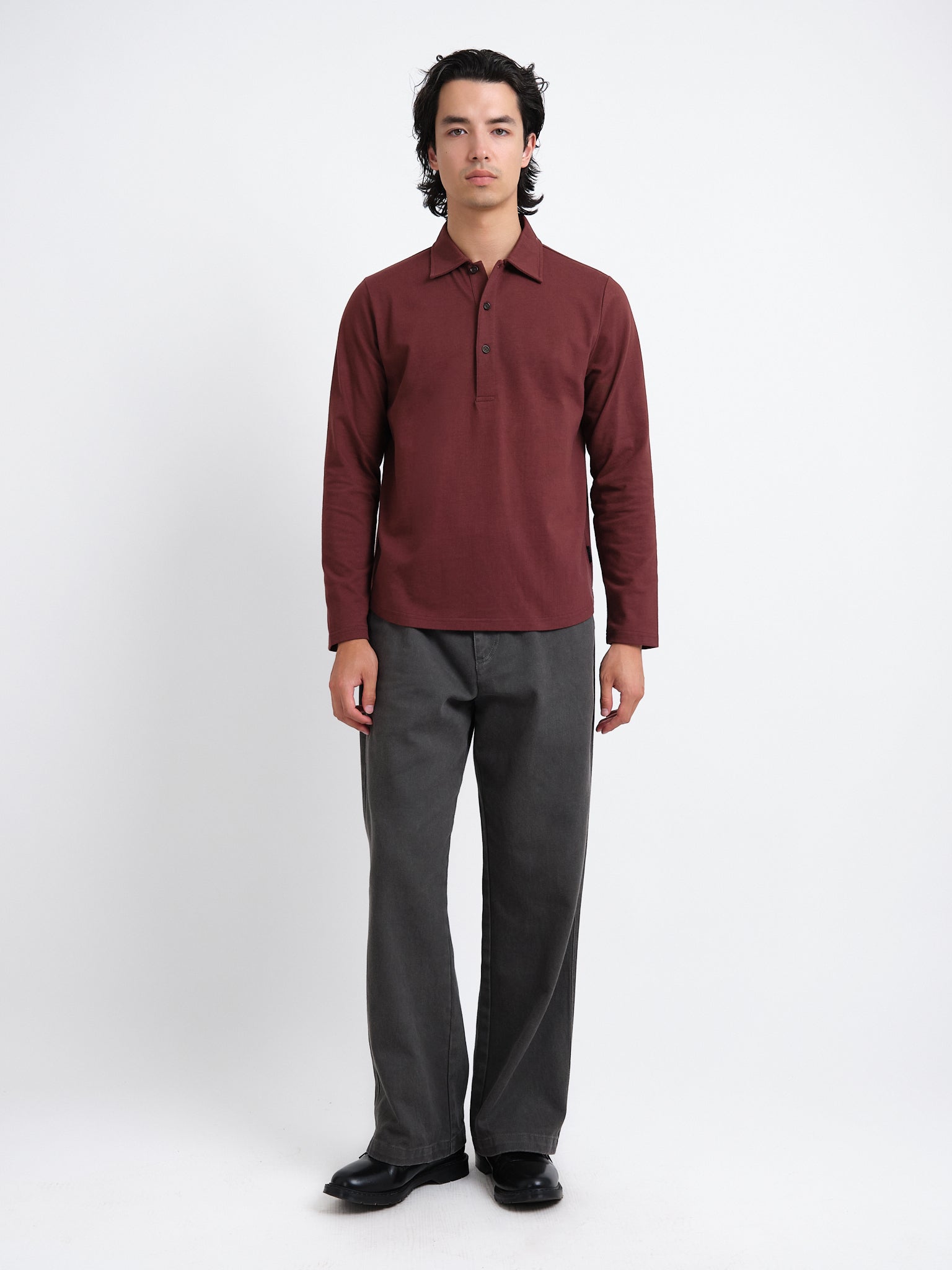 Mersey Long Sleeve Polo Shirt Parton Maroon