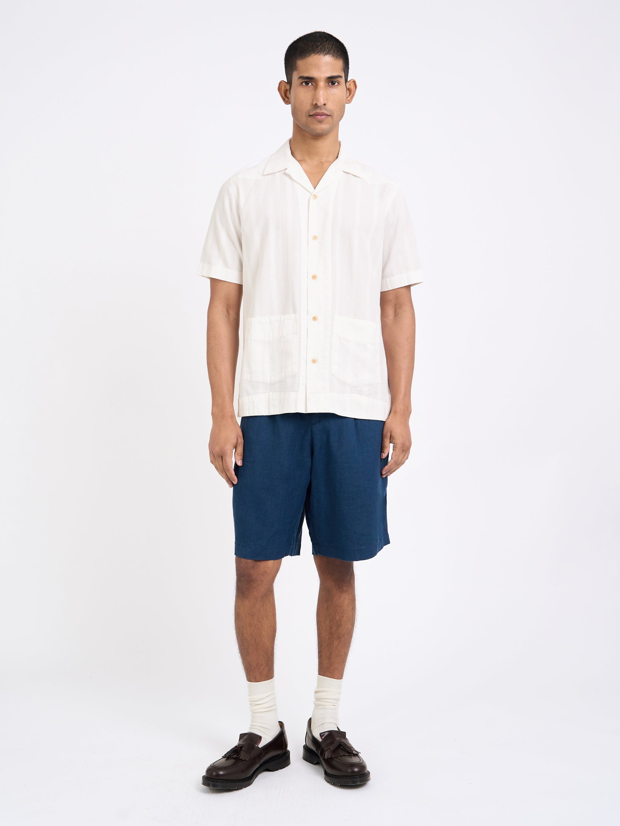 Cuban Short Sleeve Shirt Davey White