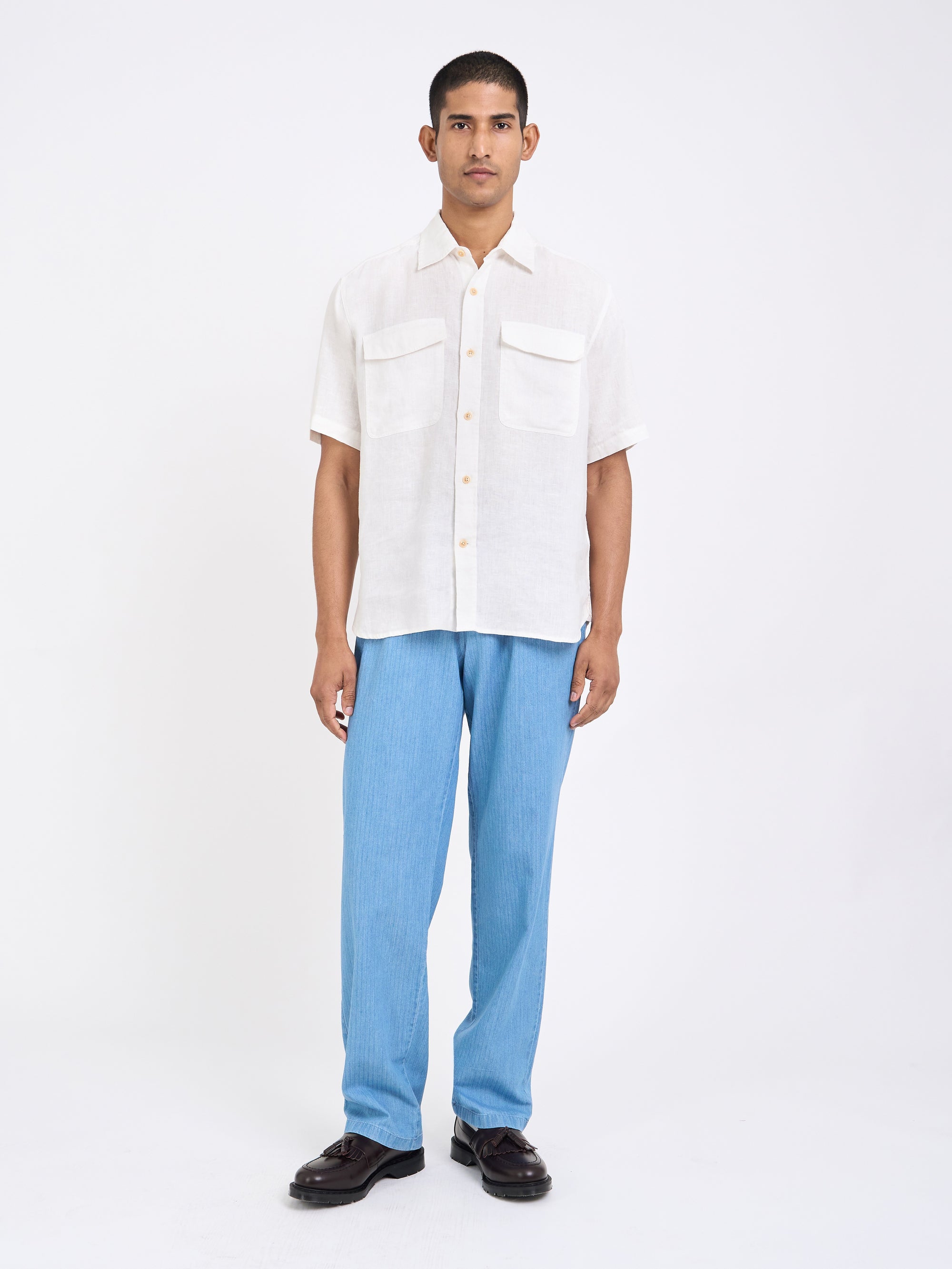 Penryn Short Sleeve Shirt (Loose Fit) Perkins White
