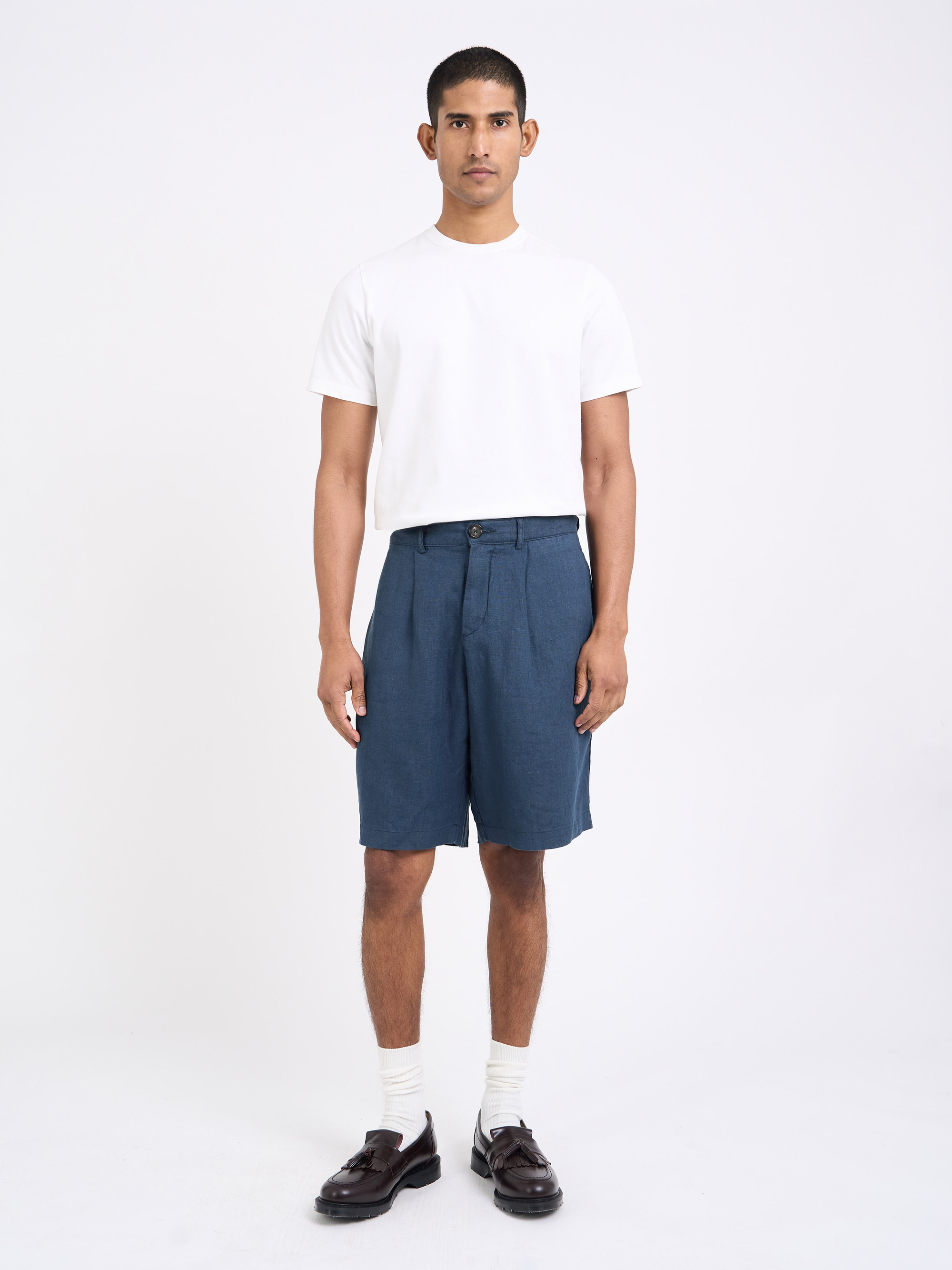 Pleated Shorts Coney Navy