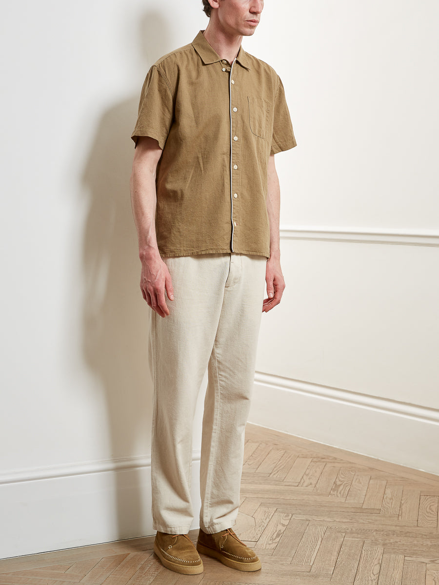 Hawaiian Short Sleeve Shirt Linton Tobacco